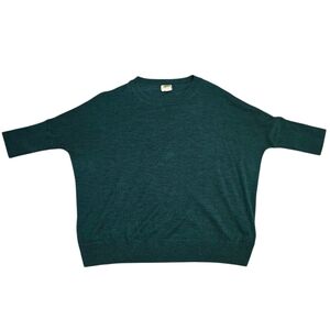 Anthropologie Teal Green Wool Crewneck Sweater Top Medium Boho Relaxed